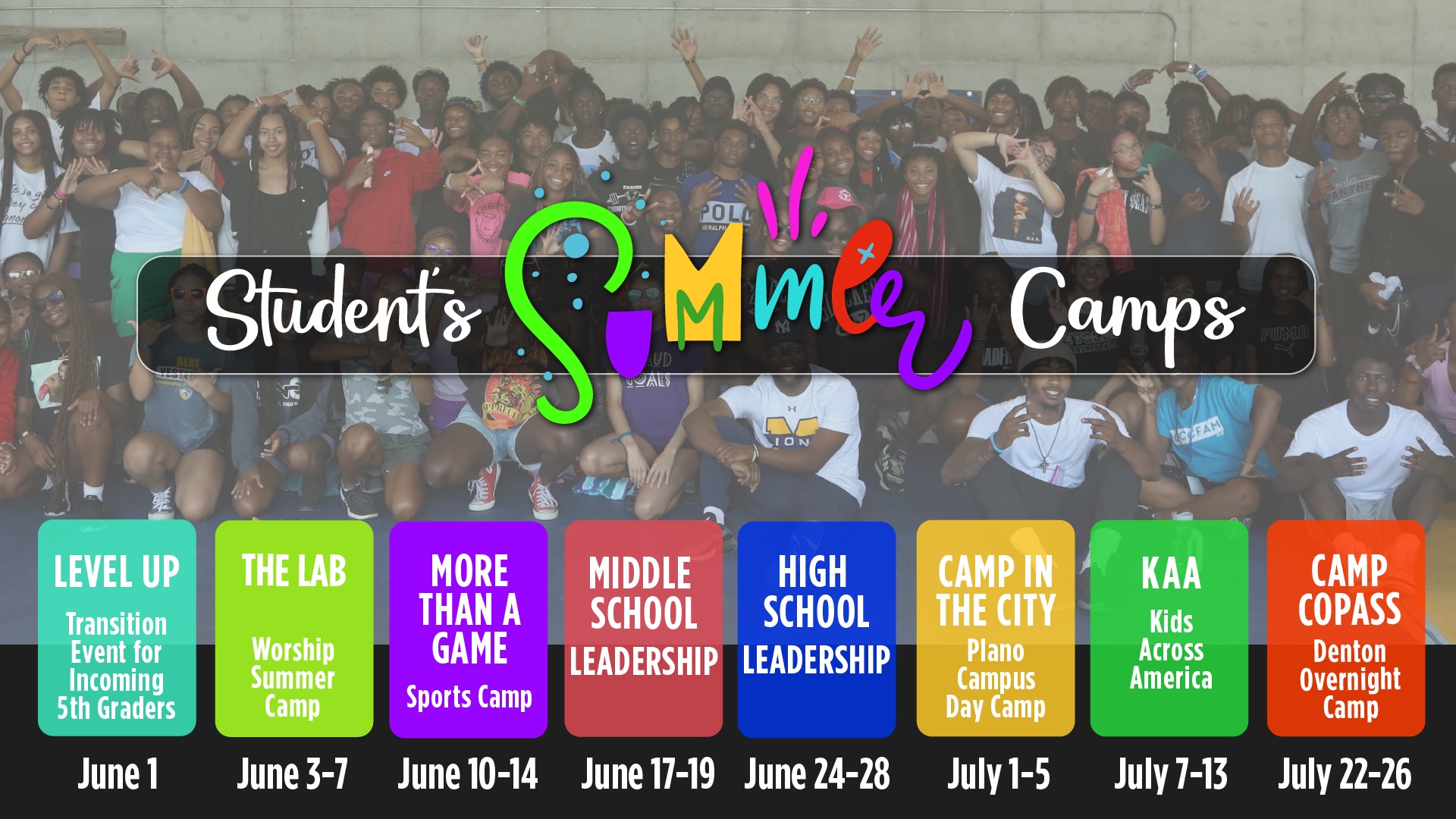 one community church summer camps for students schedule